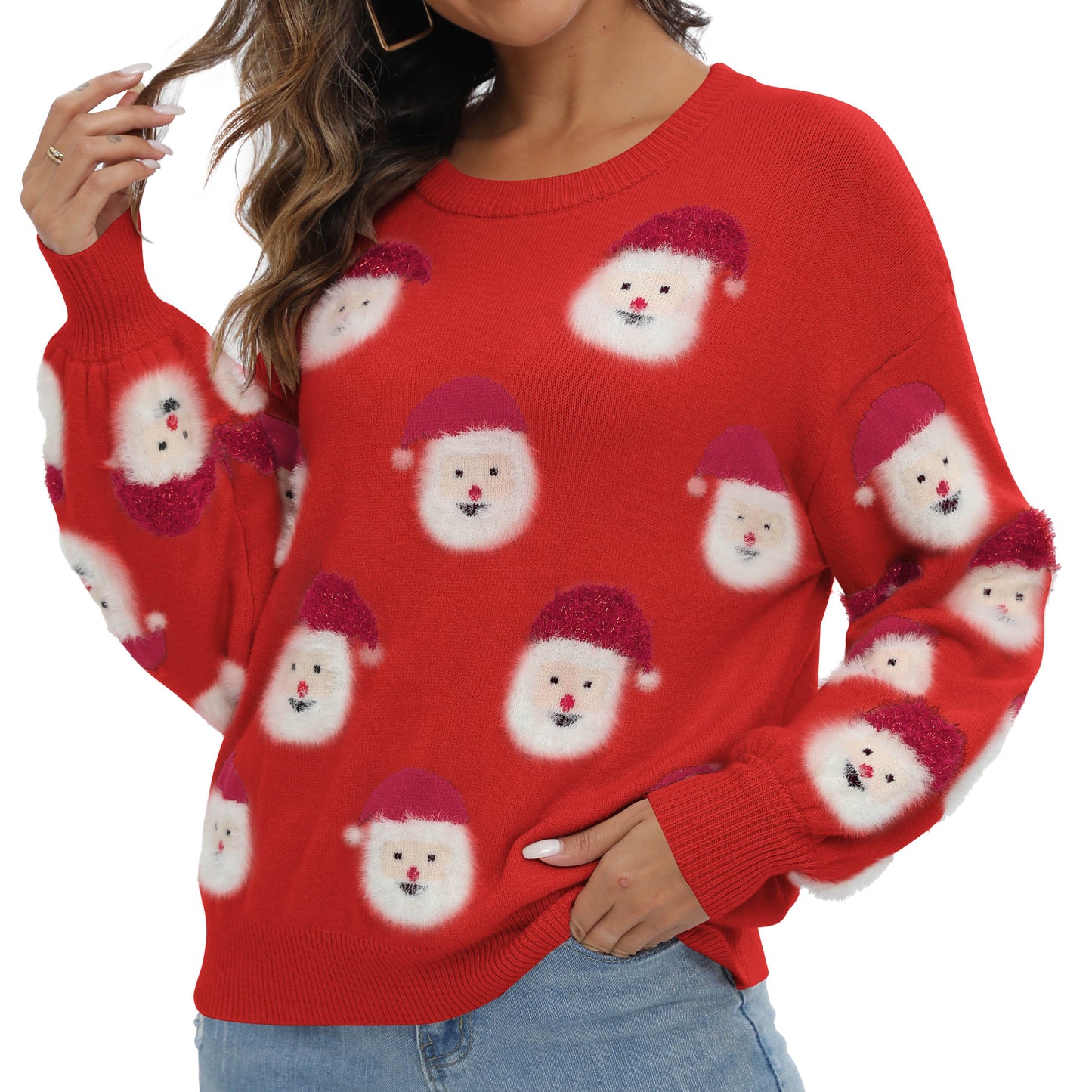 LUBOT Ugly Christmas Sweaters for Women Soft Acrylic Blend Cute Fuzzy Funny Wintertime Holiday Parties Knitted Pullover