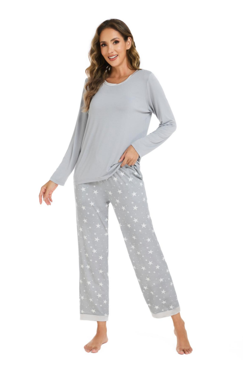LUBOT 2026 New Bamboo Viscose Long Sleeve Cooling Lightweight Super Soft Soft Women's Pajama Sets Wicking Sleepwear Comfy Black