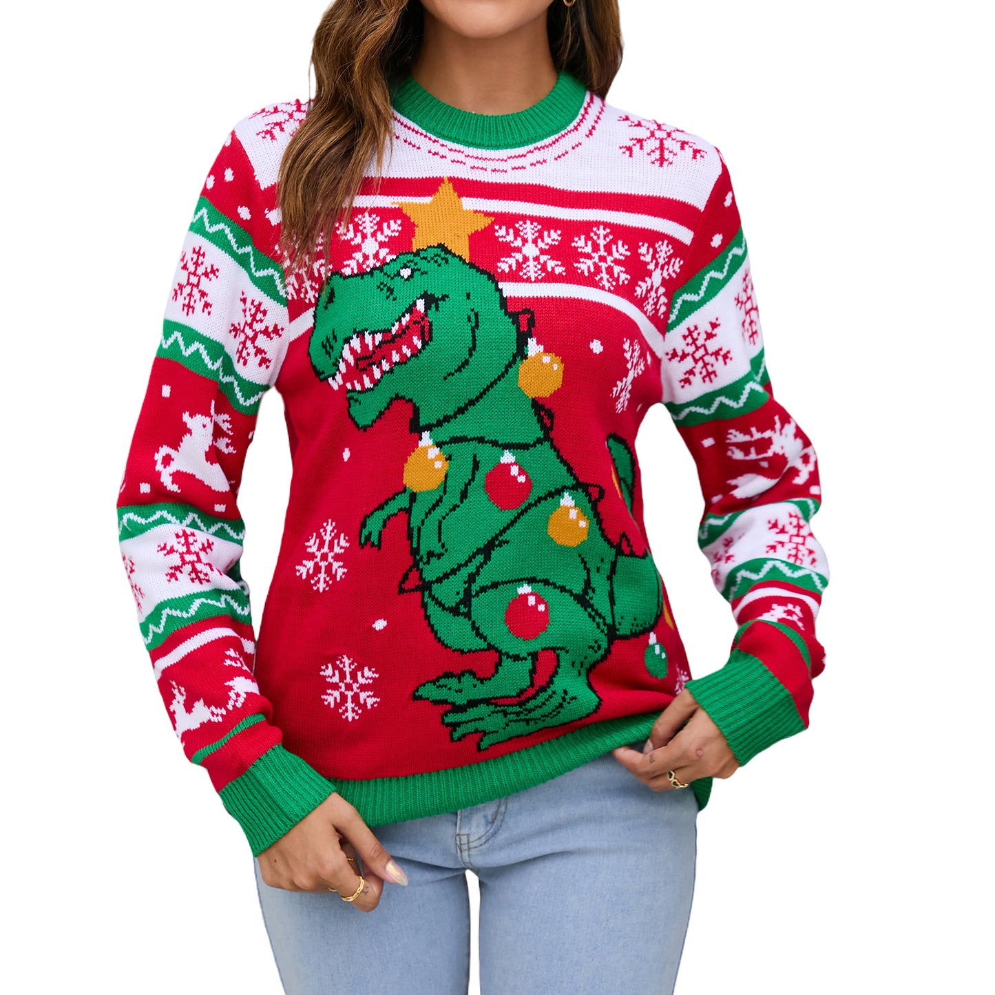 LUBOT Ugly Christmas Sweaters for Women Cute Fuzzy Funny Wintertime and Holiday Parties Knitted Pullover Sweater