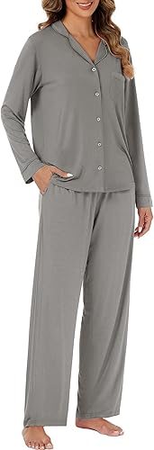 LUBOT Womens Pajamas Set for Women Soft 2 Piece PJ Set Button Down Ladies Comfy Long Sleeve