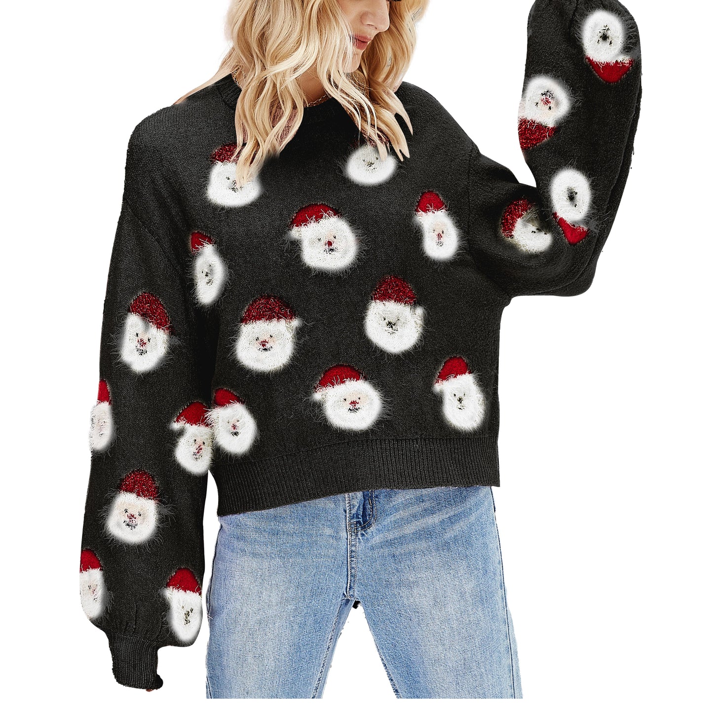 LUBOT Ugly Christmas Sweaters for Women Soft Acrylic Blend Cute Fuzzy Funny Wintertime Holiday Parties Knitted Pullover