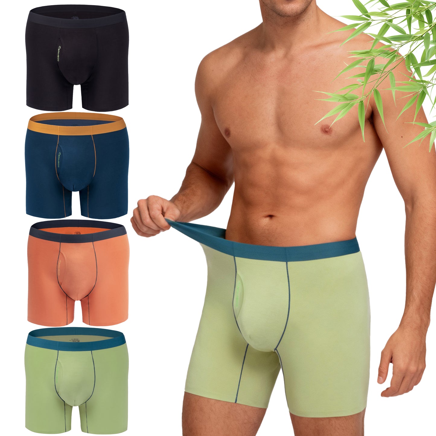 LUBOT 2026 Mens Underwear Bamboo Viscose Boxer Briefs Men Breathable Soft Moisture Wicking Comfy with Support Pouch Fly