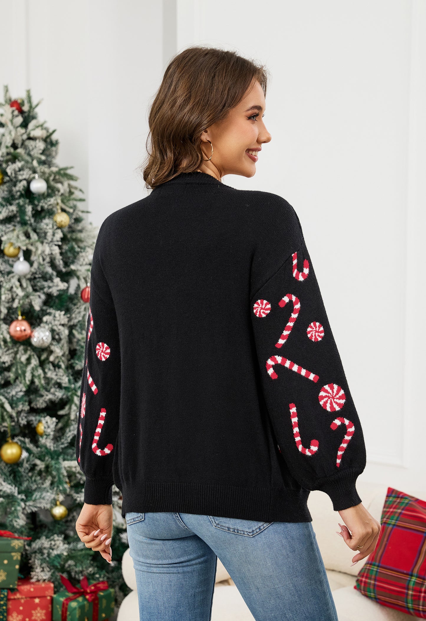 LUBOT Ugly Christmas Sweaters Cardigans for Women Soft Holiday Long Sleeve Wintertime Fuzzy Pullover Xmas Knit Sweaters