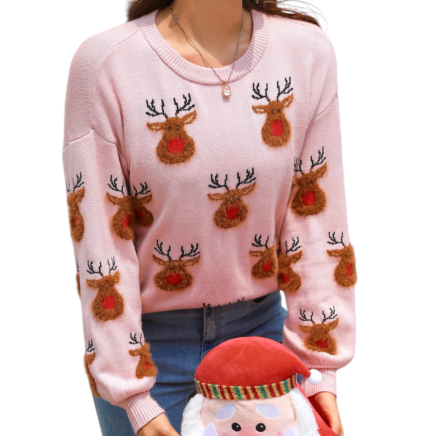 LUBOT Ugly Christmas Sweaters for Women Soft Acrylic Blend Cute Fuzzy Funny Wintertime Holiday Parties Knitted Pullover