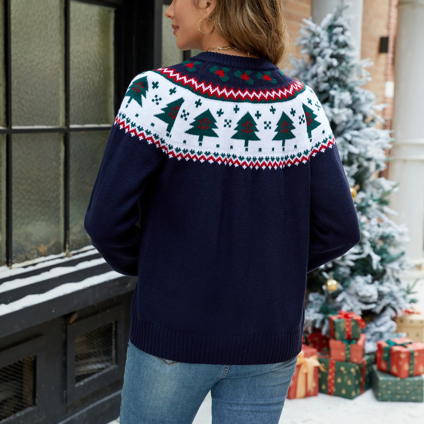 LUBOT Ugly Christmas Sweaters Cardigans for Women Soft Holiday Long Sleeve Wintertime Fuzzy Pullover Xmas Knit Sweaters