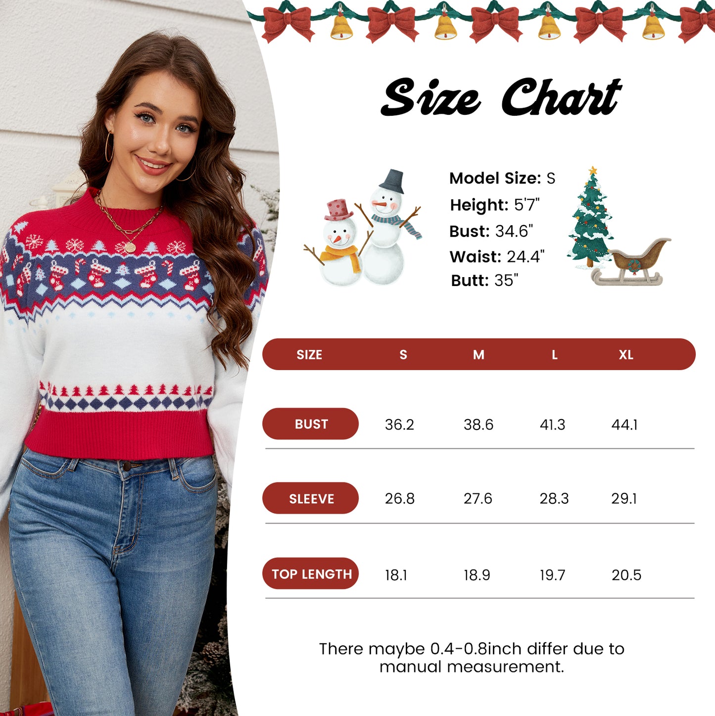 LUBOT Ugly Christmas Sweaters Cardigans for Women Soft Holiday Long Sleeve Wintertime Fuzzy Pullover Xmas Knit Sweaters