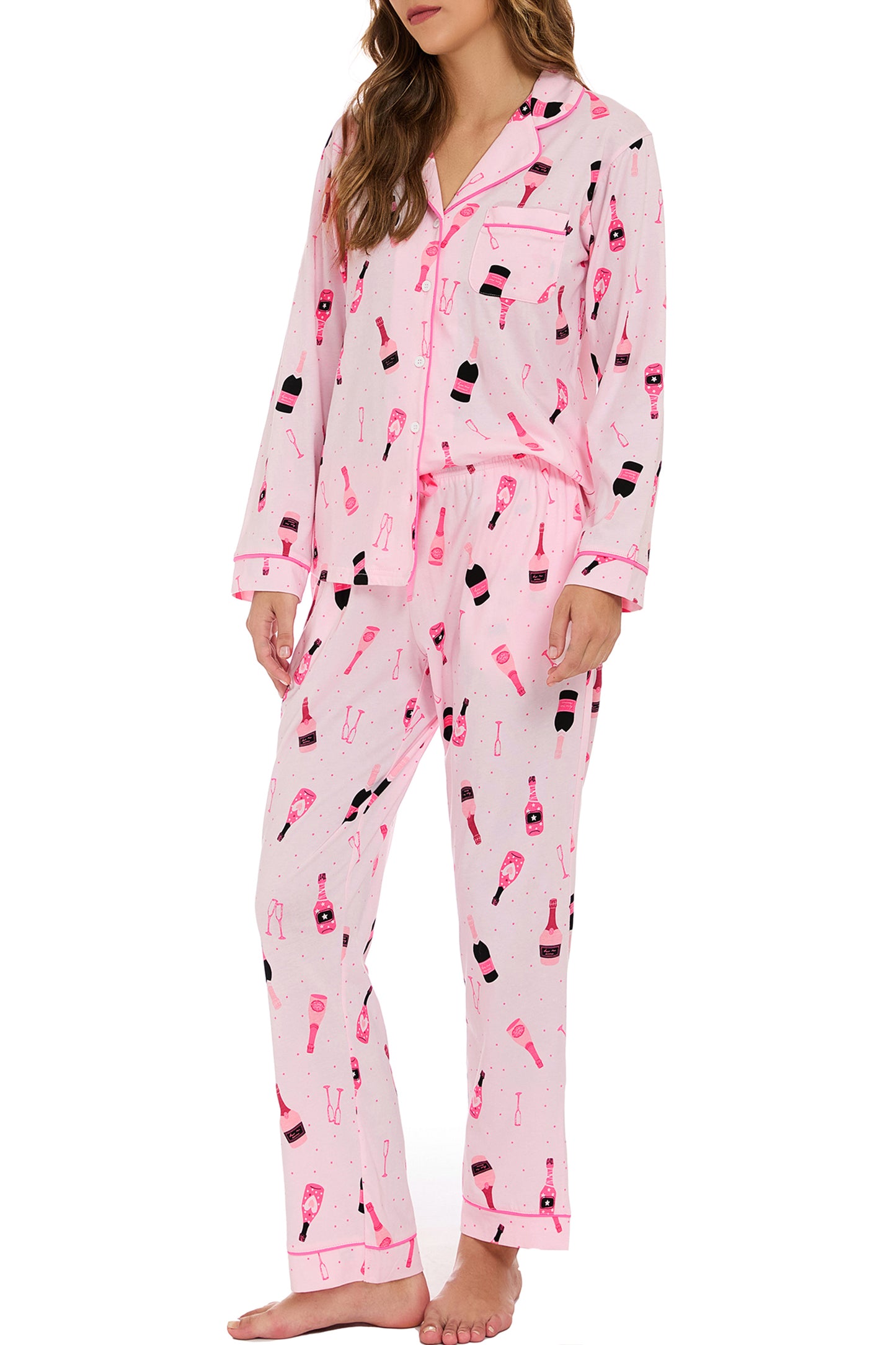 LUBOT 2026 100% Cotton Pajamas for Women PJ Set Soft Button 2 Piece Ladies Printed Knit Long Sleeve