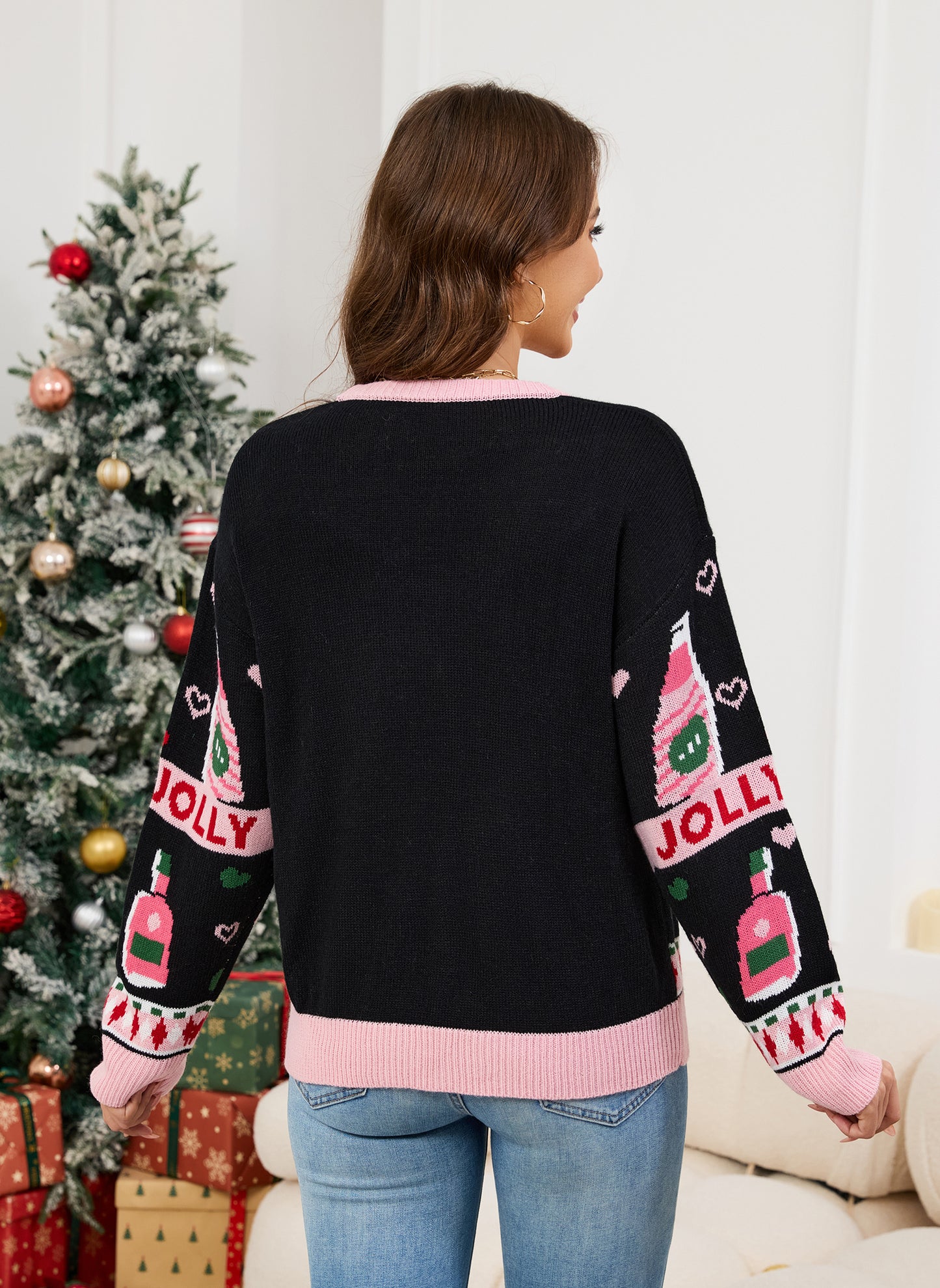 LUBOT Ugly Christmas Sweaters Cardigans for Women Soft Holiday Long Sleeve Wintertime Fuzzy Pullover Xmas Knit Sweaters