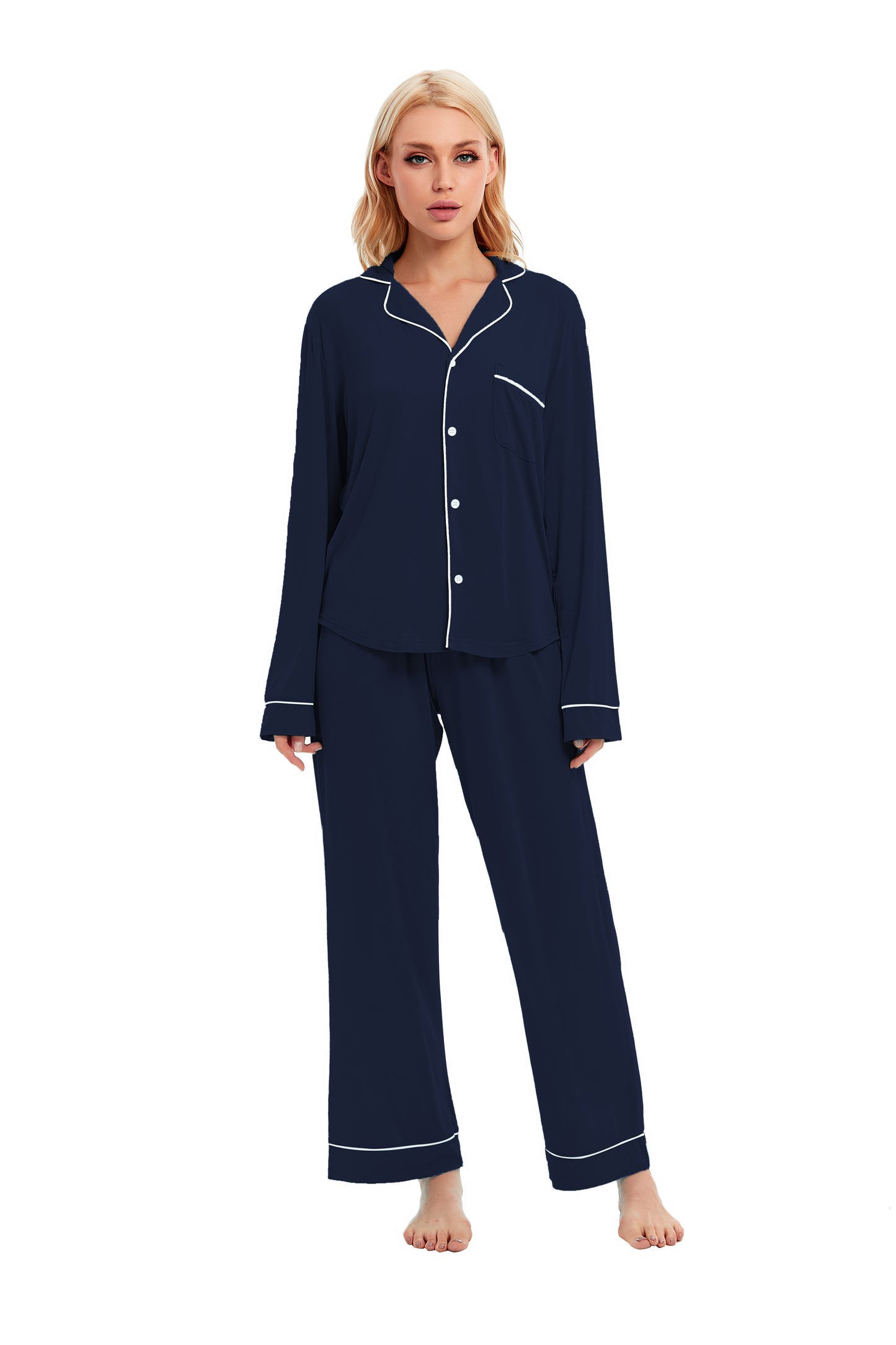 LUBOT Womens Pajamas Set for Women Soft 2 Piece PJ Set Button Down Ladies Comfy Long Sleeve
