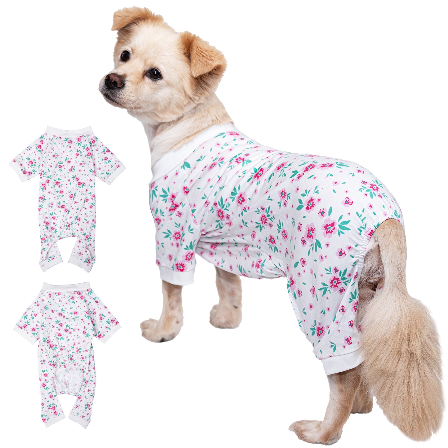 Cotton Dog Pajamas for Small & Medium Dogs - Comfy Puppy Coat with Various Prints, Cute Pet Apparel for Dogs