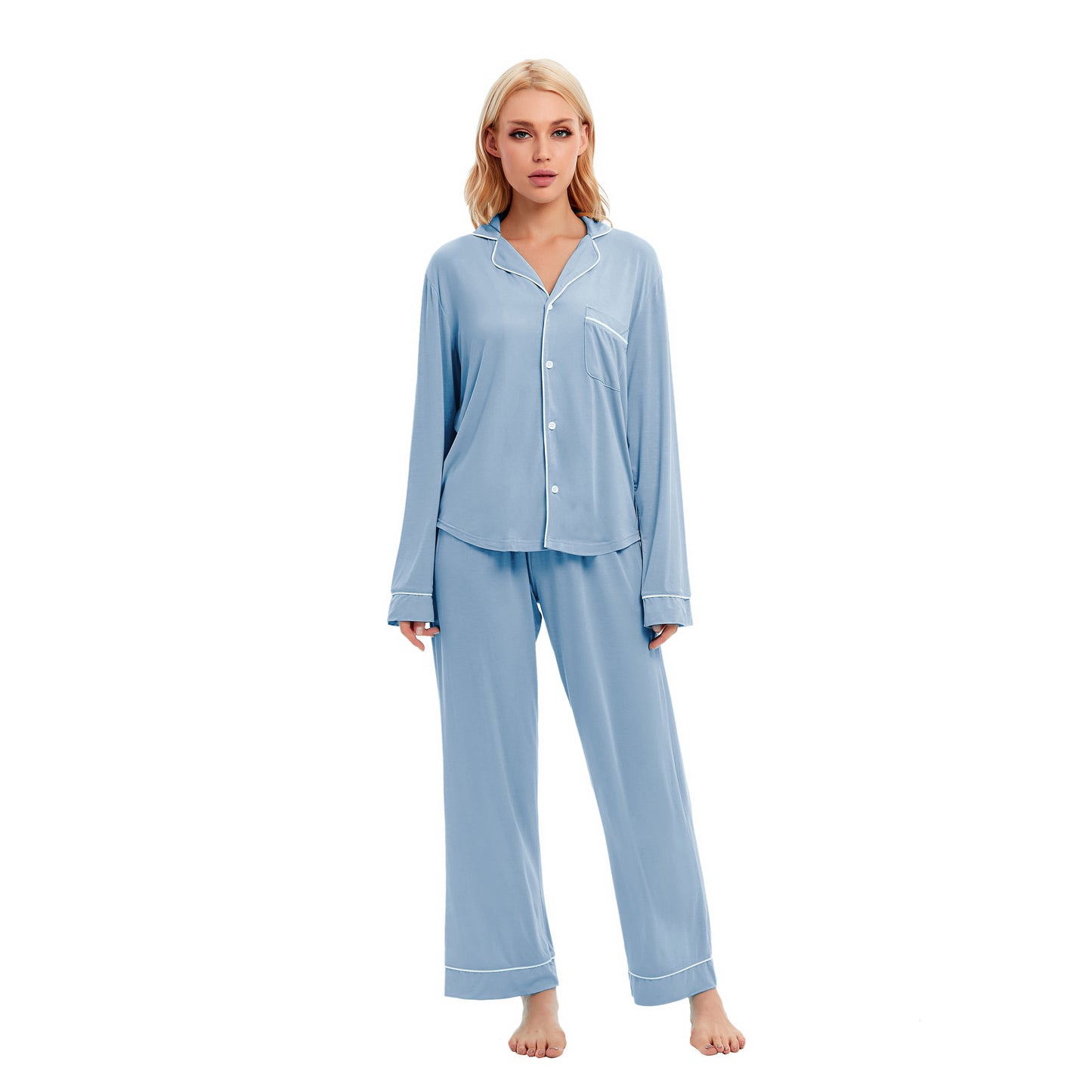 LUBOT Womens Pajamas Set for Women Soft 2 Piece PJ Set Button Down Ladies Comfy Long Sleeve
