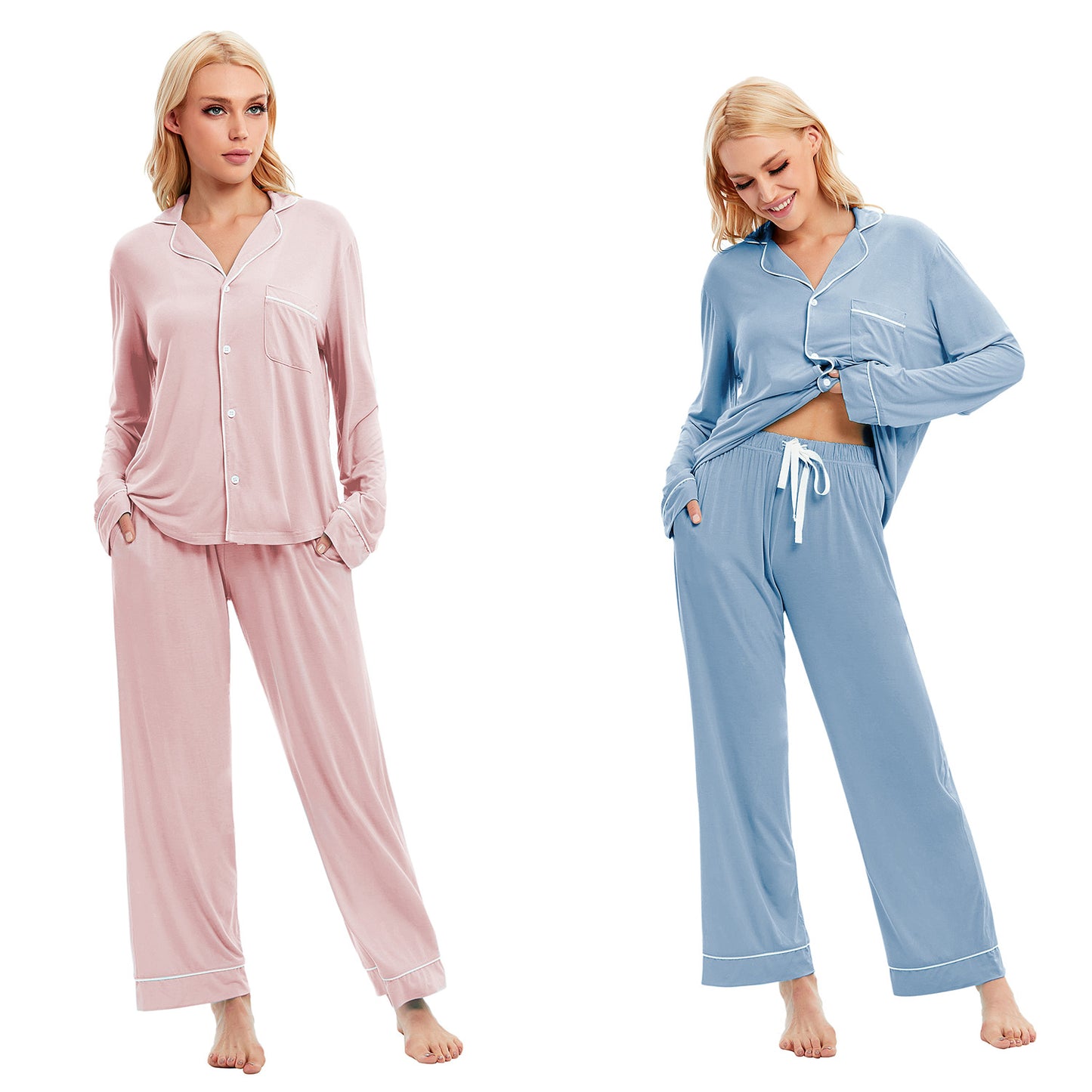 LUBOT Womens Pajamas Set for Women Soft 2 Piece PJ Set Button Down Ladies Comfy Long Sleeve